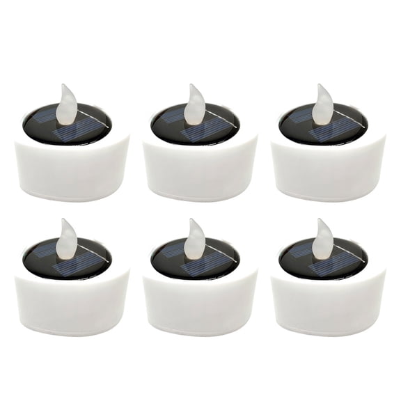 LOLIPPYY 6Pcs Solar Candle Light White LED Tea Light Flickering Safe Decoration Lamp