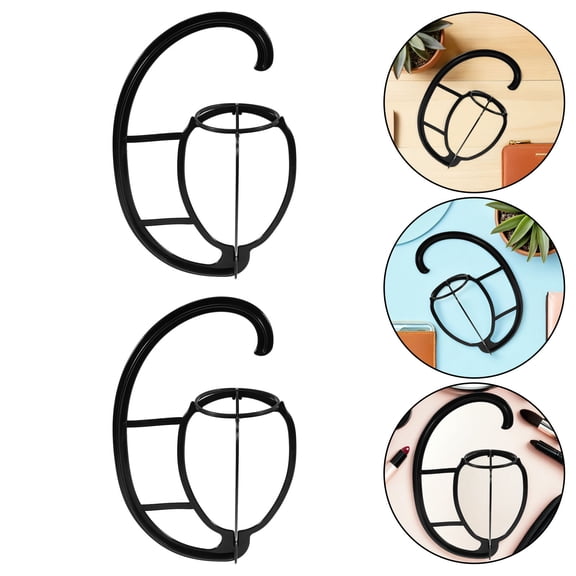 LOLIPPYY 6-Pack Black Adjustable Hanging Wig Storage Organizer Stand for Space Saving Hair Wig Display