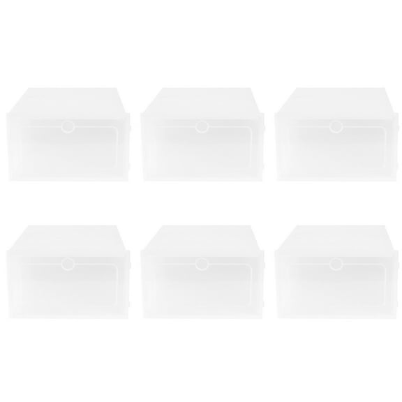 LOLIPPYY 6Pcs Stackable Shoe Racks White Plastic Boxes for Closet and Office Organization