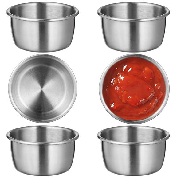 LOLIPPYY Set of 6 Stainless Steel Sauce Cups, Reusable Condiment Bowls for Dipping, Fruits, Nuts, and Serving