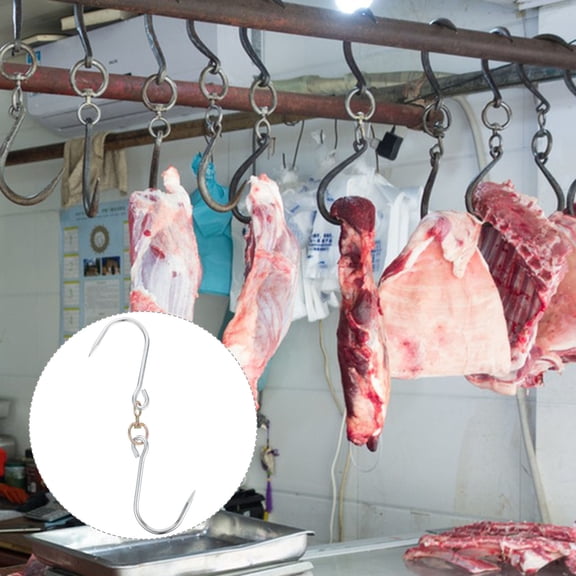LOLIPPYY 6-Pack Stainless Steel Meat Hanging Hooks for Kitchen, Butcher, BBQ, and Meat Processing Use