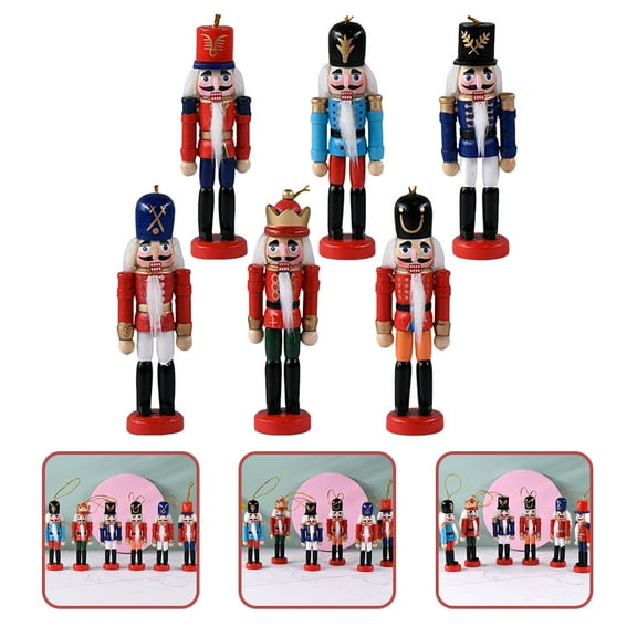 LOLIPPYY Set of 6 Standing Nutcracker Figures in Assorted Colors, Perfect Christmas Decor for Home and Holiday Fans
