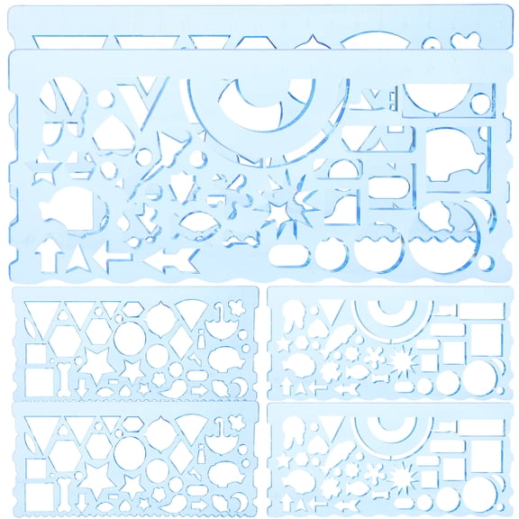 LOLIPPYY 6Pcs Students Drawing Template Plastic Stencil Templates Drafting Ruler Geometric Tools