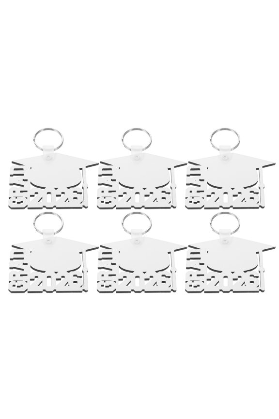 6Pcs Sublimation Blank Keychains Bulk White Graduation Keyring Class of 2026 Grad Keepsake