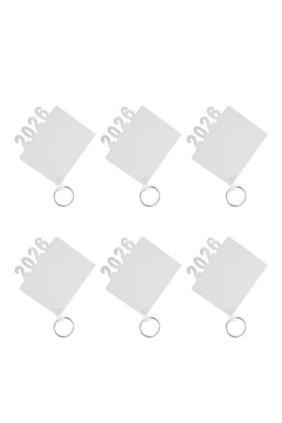 6-Pack White Wood Sublimation Blank Keychains Double Sided Heat Transfer Blanks for Graduation 2026