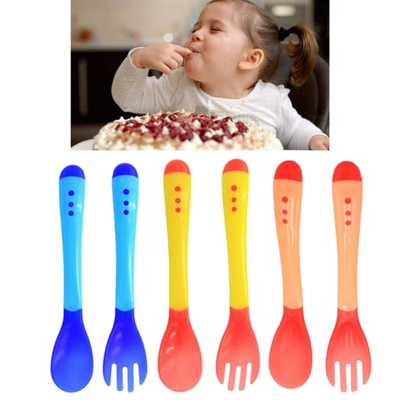 LOLIPPYY Set of 6 Temperature Sensitive Color Changing Feeding Spoons with Material and Extended Handle