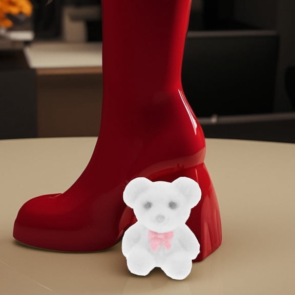 LOLIPPYY 6Pcs Tiny Flocked Plush Bears for Birthday Cake Toppers and Wedding Favors White