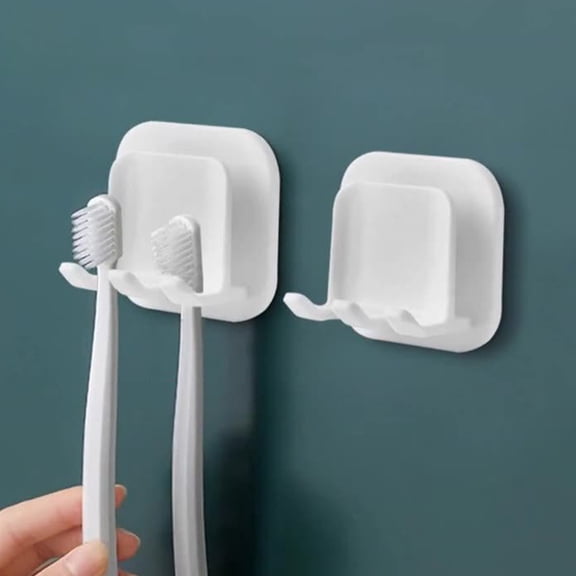LOLIPPYY 6Pcs Toothbrush Organizer Wall Mounted White Waterproof Plastic Holder for Bathroom