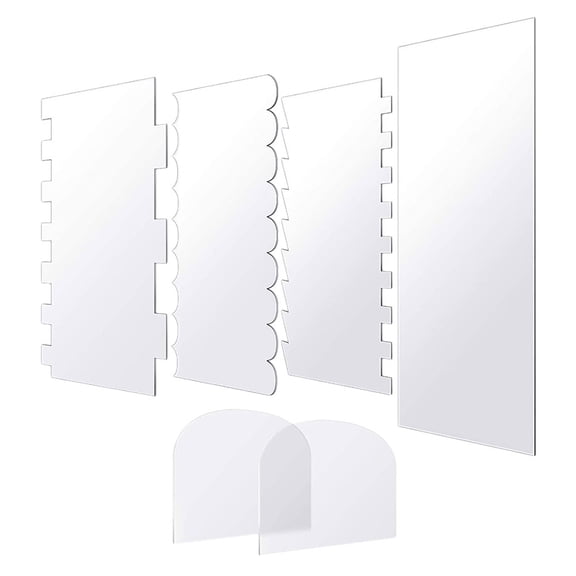 LOLIPPYY 6Pcs Transparent Acrylic Bakery Cake Scrapers for Home Baking Lightweight and