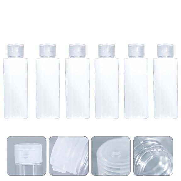 LOLIPPYY 6Pcs Transparent Emulsion Bottles Plastic for Convenient Cosmetic Dispensing