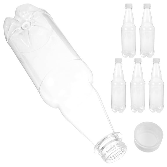 LOLIPPYY 6Pcs Transparent Plastic Bottle Set Reusable for Wine and Juice Daily Supply