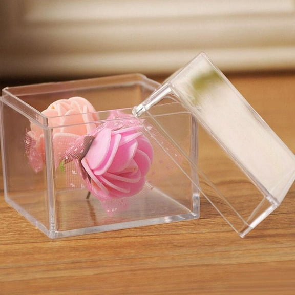 LOLIPPYY 6Pcs Transparent Square Candy Storage Boxes for Biscuit Cookie and Snack Holding