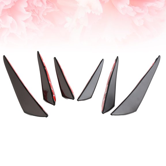 LOLIPPYY 6-Piece Universal Car Splitter Spoiler Front Bumper Cover Black PP Material with UV