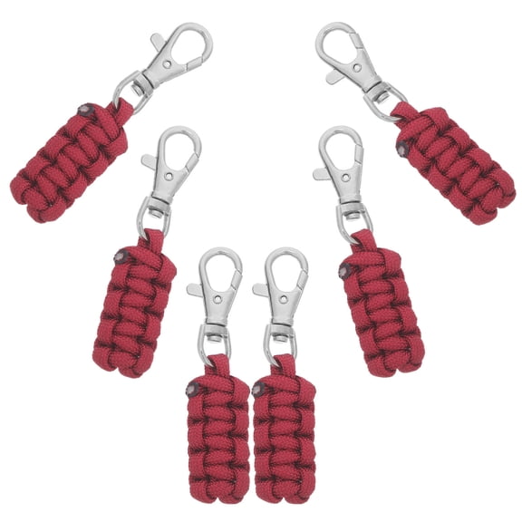 LOLIPPYY 6Pcs Universal Paracord Zipper Pull Extensions with Soft Nylon Grip for Backpack and Jacket Dark Red