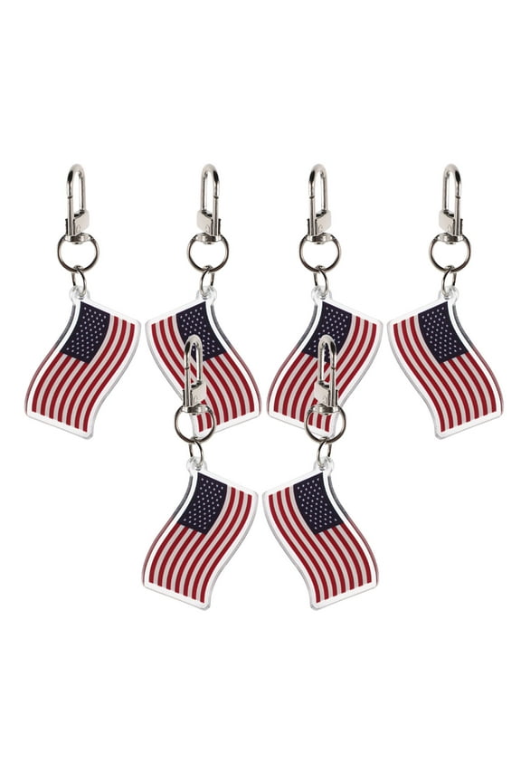 6-Pack USA Flag Keychains, Lightweight Material, Perfect for Key Decoration and Accessories
