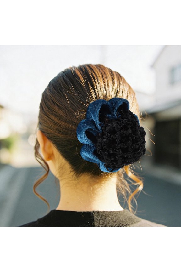 6Pcs Velvet Trim Ballet Hair Bun Covers with Mesh for Secure Updo in Dance Competitions