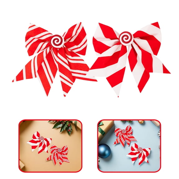 LOLIPPYY 6Pcs Vibrant Peppermint Bow for Indoor Outdoor Christmas Decor Wreath and Staircase