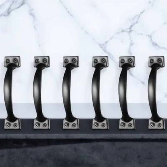 LOLIPPYY 6-Pack Vintage Black Bow-Shaped Door Pull Handles, Easy to Install for Wardrobe and Drawer