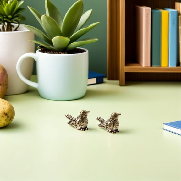 LOLIPPYY 6Pcs Vintage Brass Golden Bird Figurines Small Sparrow Statues for Compact Home Decor