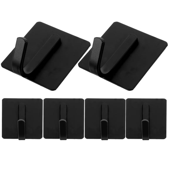 LOLIPPYY 6Pcs Vintage Style Wall Hook Black Carbon Steel Adhesive Hook for Home Hanging Use