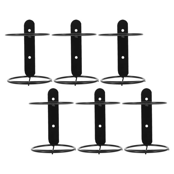 LOLIPPYY 6Pcs Wall Mount Cocktail Beverage Display Rack Black Metal Organizer for Home Bar