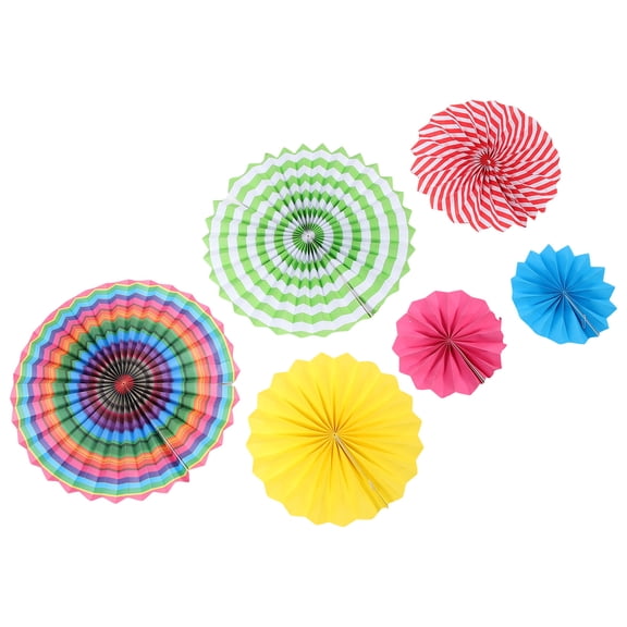LOLIPPYY 6-Pack Wedding Paper Fans Assorted Colors Hanging Decorations for Party, Festival, and Event Decor