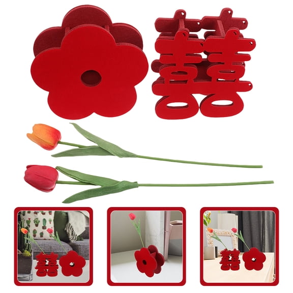 LOLIPPYY 6Pcs Wedding Table Centerpieces with Faux Flowers Decorative Floral Vase Home Use