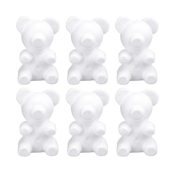LOLIPPYY 6Pcs White Foam Animal Bear Model for Seasonal Decoration and Craft Use