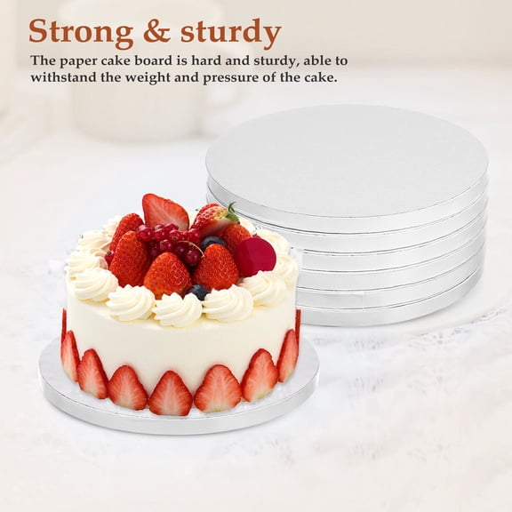 LOLIPPYY 6-Pack White Round Oil-Resistant Paper Cake Boards Drum for Baking, Cake Decorating and Pastry Use