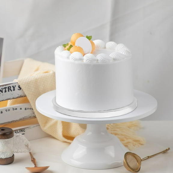 LOLIPPYY 6-Pack Round White Paper Cake Boards, Oil-Resistant Non-Stick Cake Base Drums for Baking and Decorating