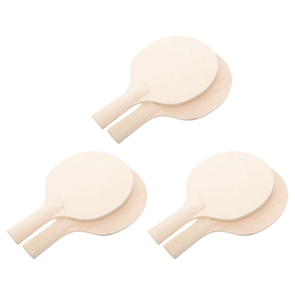 LOLIPPYY 6Pcs Wooden Unfinished Table Tennis Rackets for DIY Crafts and Sport Games
