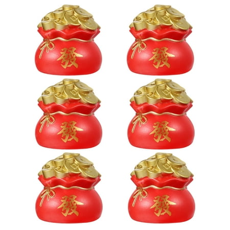 LOLIPPYY 6Set Chinese Cornucopia Bank Red Plastic Saving Organizing Coins Family Friends Daily Use Home Decor