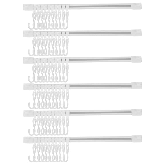 LOLIPPYY 6Sets Kitchen Rail Rack with Hooks No Drill Adhesive Slide Rail Hook for Utensils Pots and Pans