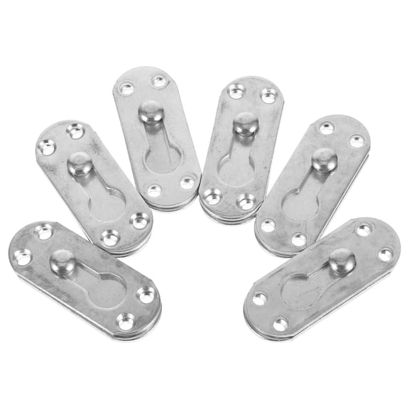 LOLIPPYY 6Sets Metal Bed Rail Support Brackets Plated Silver Bed Frame Hardware with Buckles for Easy Installation