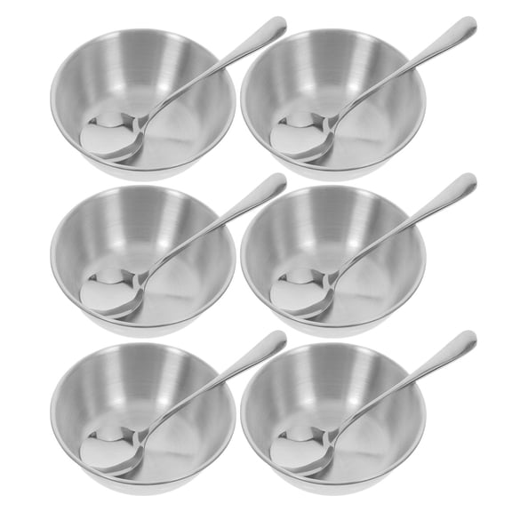 LOLIPPYY 6-Piece Round Stainless Steel Ramekins Set for Sauce, Yogurt, and Small Appetizers with Construction