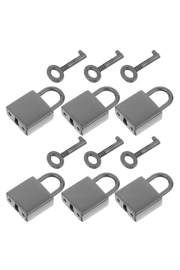 6Sets Small Padlock with Key Travel Locks for Suitcase Bags Durable Alloy Black