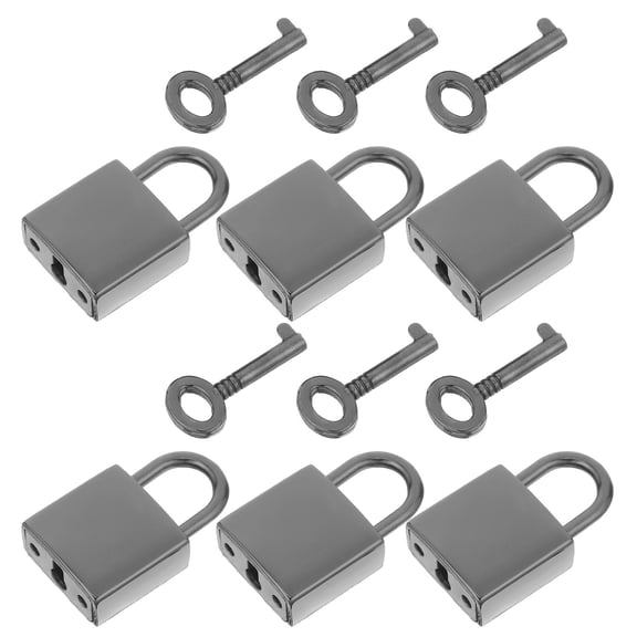 LOLIPPYY 6Sets Small Padlock with Key Travel Locks for Suitcase Bags Durable Alloy Black