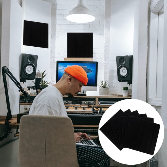LOLIPPYY 6pcs Acoustic Absorption Panels 30x30 Polyester Fiber Black for Walls