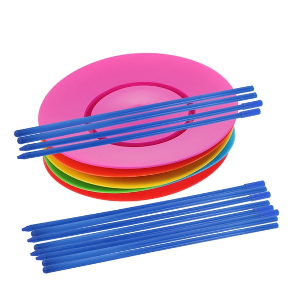 LOLIPPYY 6pcs Assorted Color Spinning Plates with 6pcs Sticks Plastic for Stage Performances and Juggling Toys