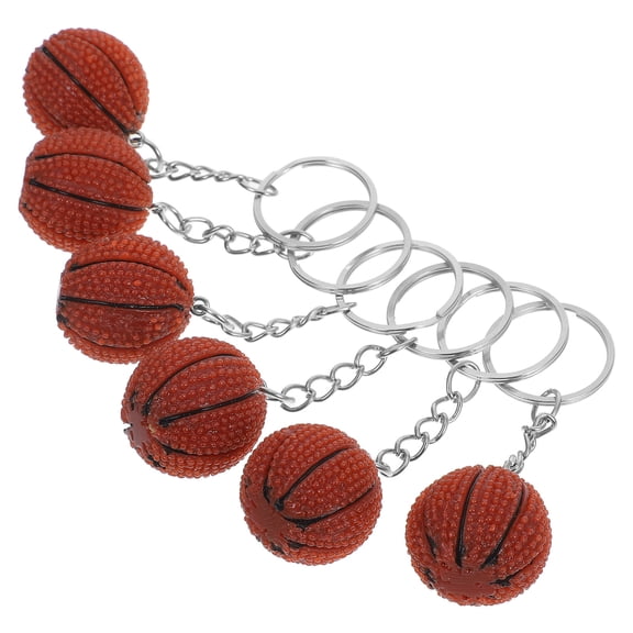 LOLIPPYY 6-Pack Brown Basketball Keychains Iron Key for Handbag Accessories and Sports Fans