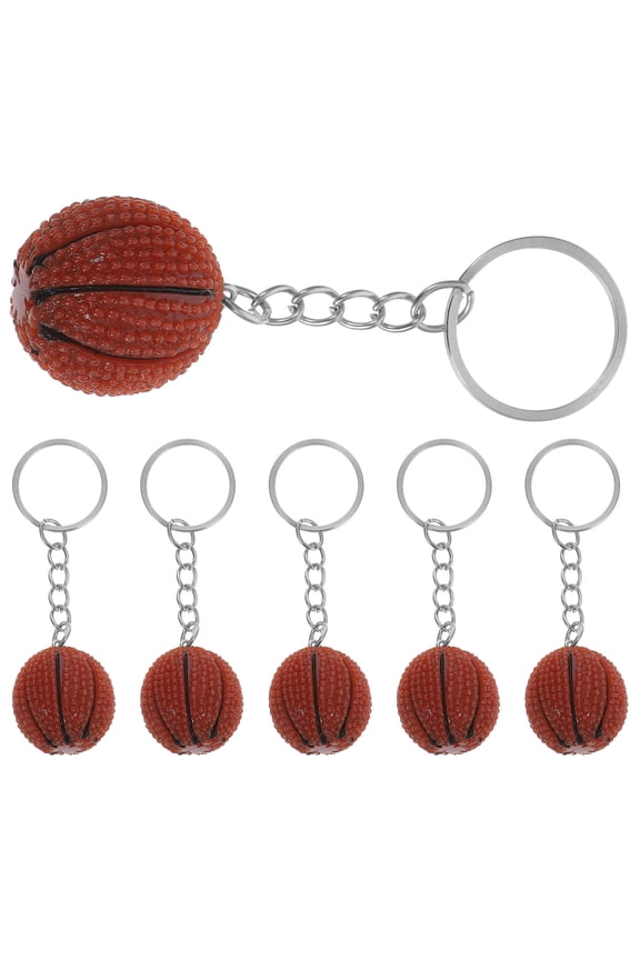 6-Pack Brown Resin Basketball Keychains Sports Key Chain Set Perfect for Thanksgiving