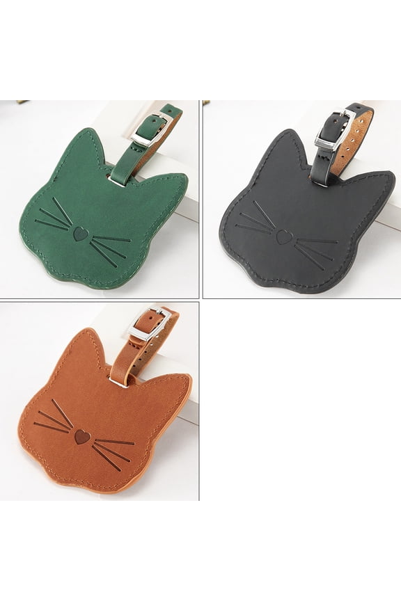 6pcs Cute Cat-Shaped Luggage Tags PU Travel ID Labels for Suitcases, Backpacks, Kids, Girls, Women, and Men