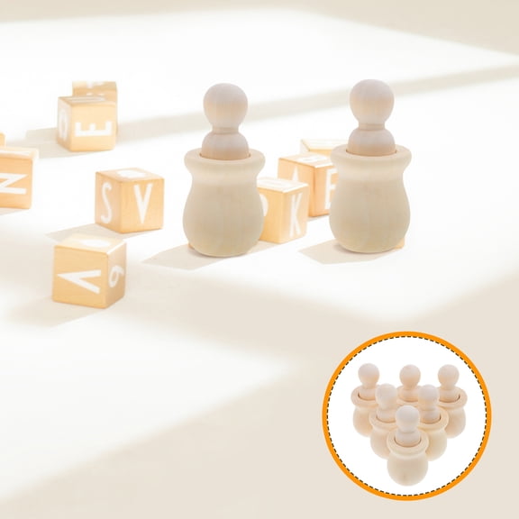 LOLIPPYY 6pcs DIY Wooden Peg Doll Beige Natural Wood for Arts and Crafts Projects and Travel