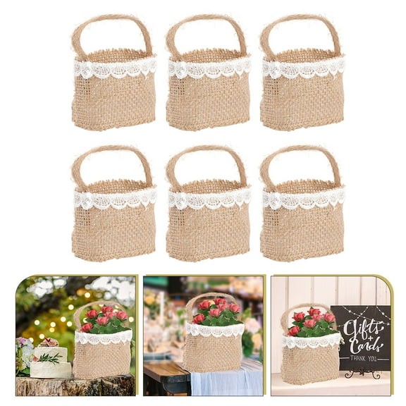 LOLIPPYY 6pcs Eggs Storage Basket Burlap Natural Linen Style Families Home Decor