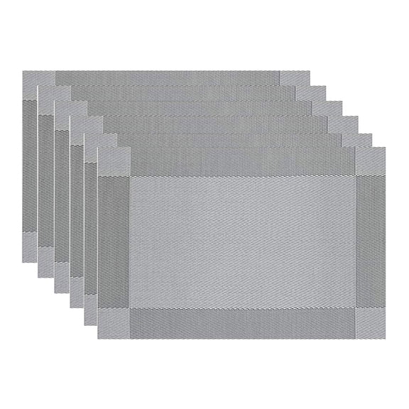 LOLIPPYY 6-Piece European Style Western Cuisine Table Placemats Set, Non-Heat Insulation, Light Grey & Dark Grey for Home and Restaurant