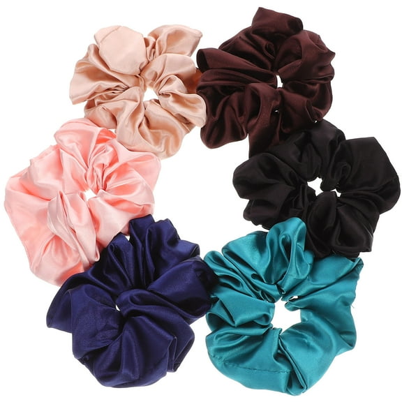 LOLIPPYY 6-Pack Navy Cloth Hair Scrunchies Bulk Set for Strong Hold and Stylish Look