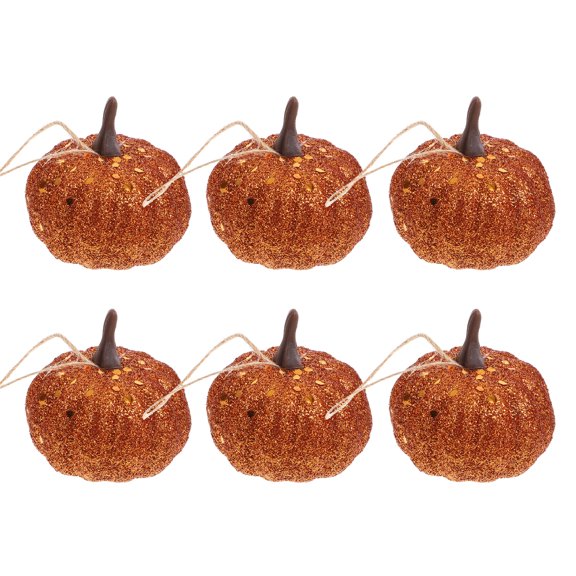 LOLIPPYY 6pcs Harvest Artificial Pumpkins Desktop Glitter Pumpkins Halloween Tabletop Decor Small Foam Pumpkins for Farmhouse Fall Decor