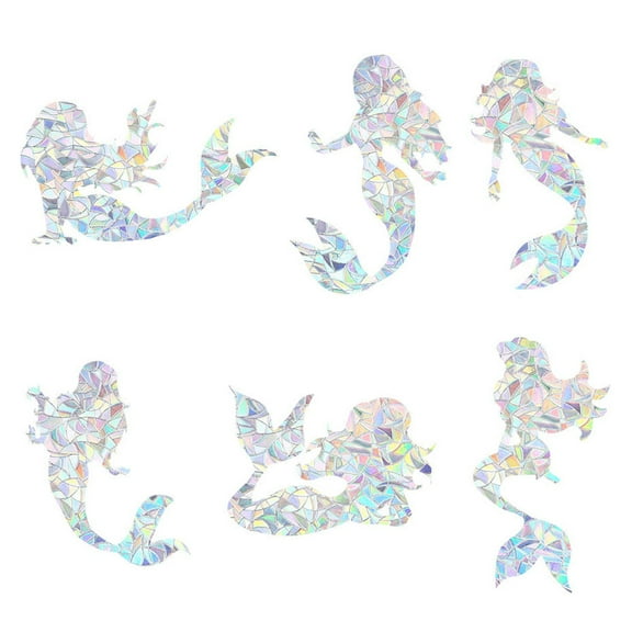 LOLIPPYY 6pcs Indoor Mermaid Window Stickers Unique Refraction Decals for Indoor Decoration