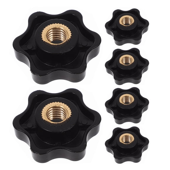LOLIPPYY 6-Pack Black Plastic Hand Knobs with Adjustable Grip Hexagon Screw Replacement for Tools and Equipment