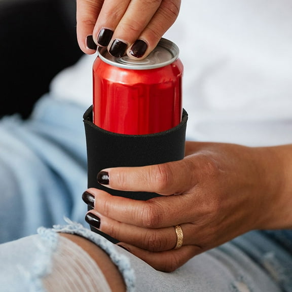 LOLIPPYY 6pcs Portable Can Sleeves for Beer with Ring pull Protection (Black)